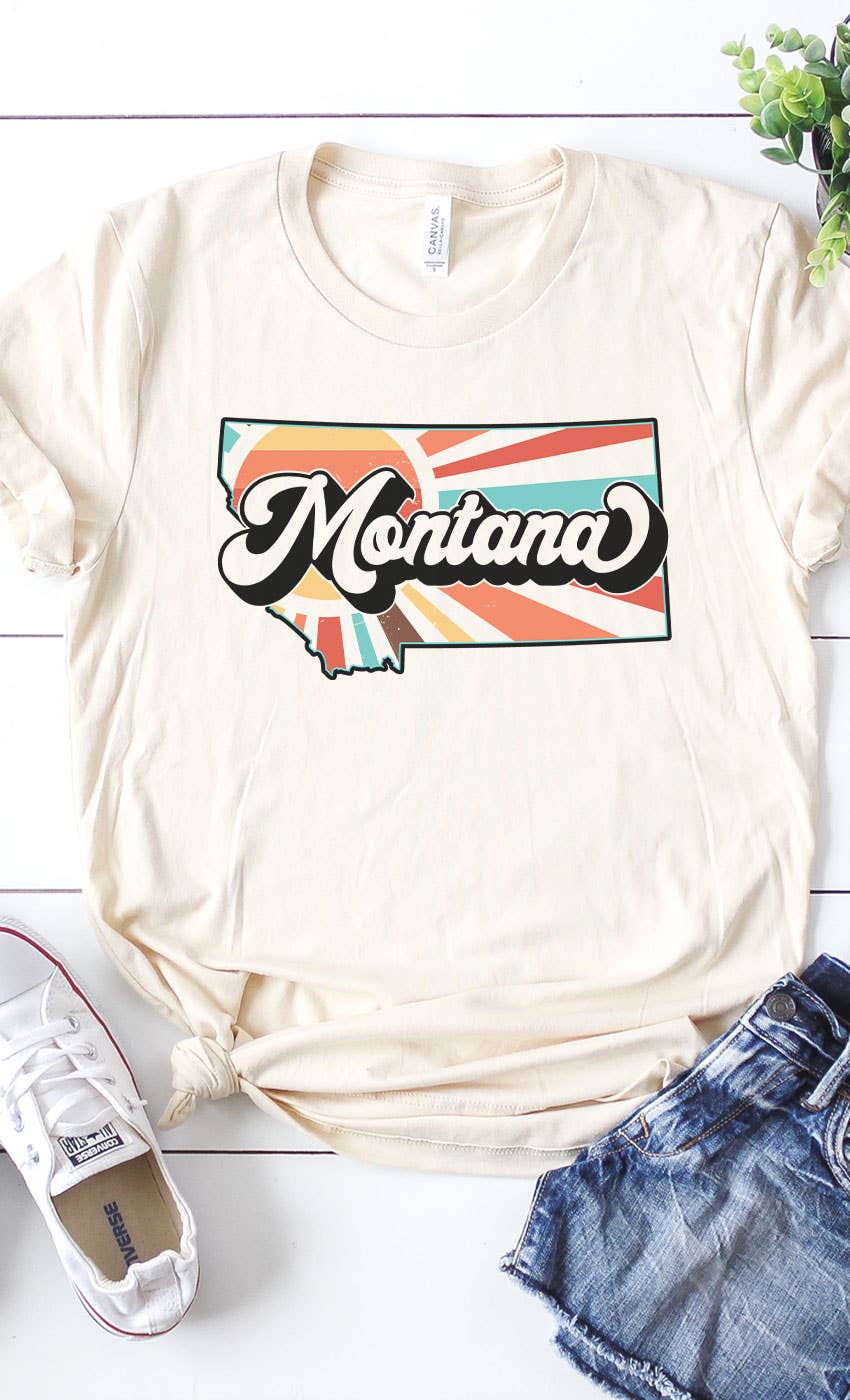 Montana Retro State Graphic Tee: CREAM