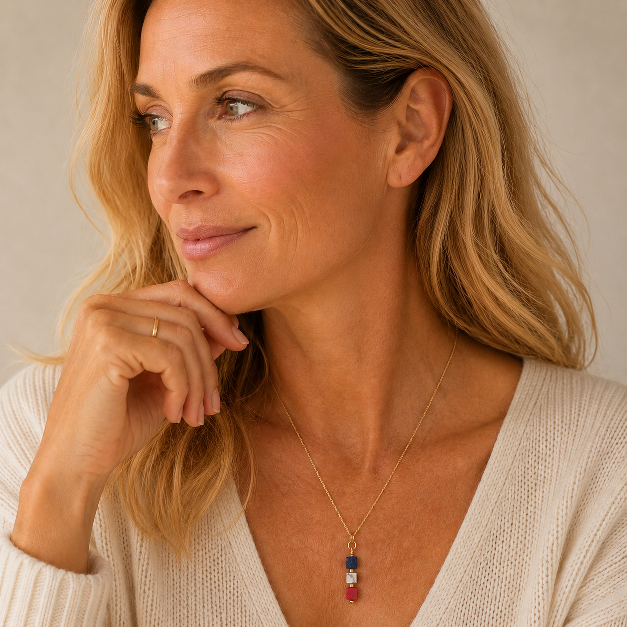 Patriot Necklace | Red White & Blue Gemstones | Sterling Silver