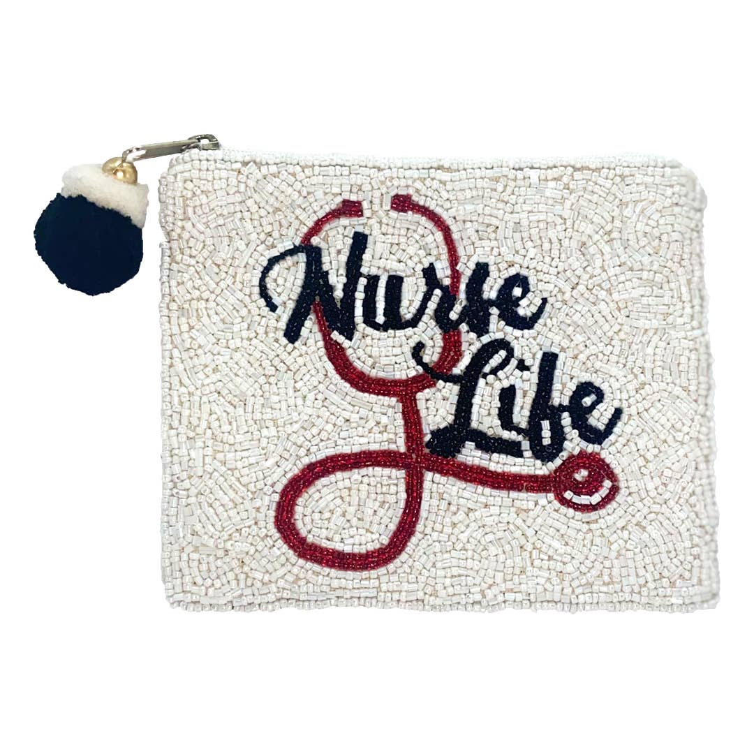 NURSE LIFE BEADED COIN POUCH