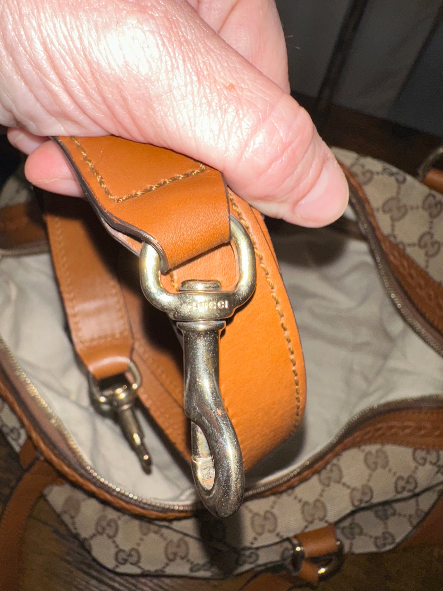 JT020 Preowned Gucci GG Canvas Boston Satchel