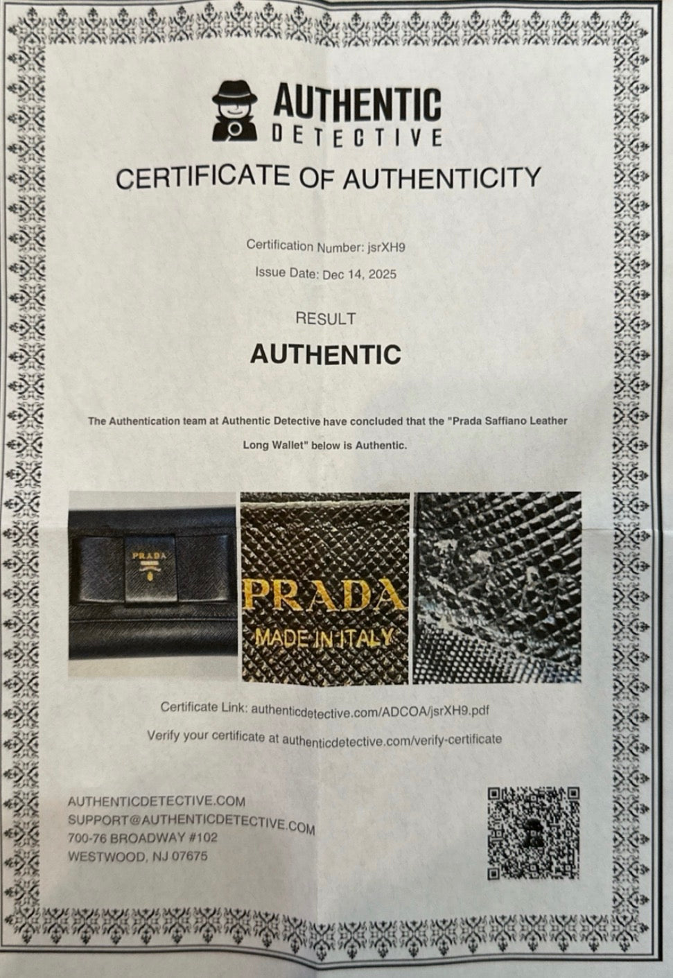 Pre-owned Prada Black Saffiano Fiocco Leather Bow Continental Wallet #14 AUTHENTIC