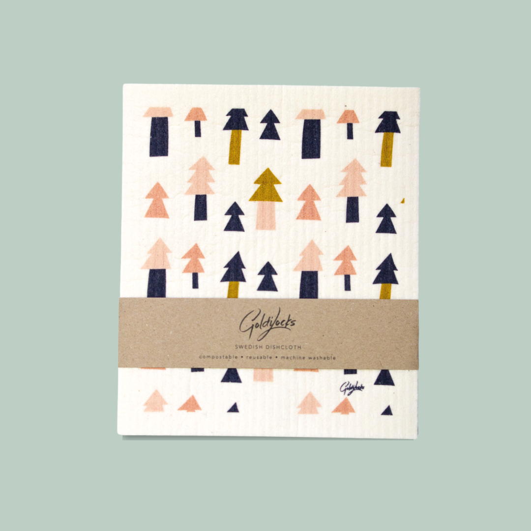 Goldilocks Goods - Swedish Dishcloth: Pink Pines