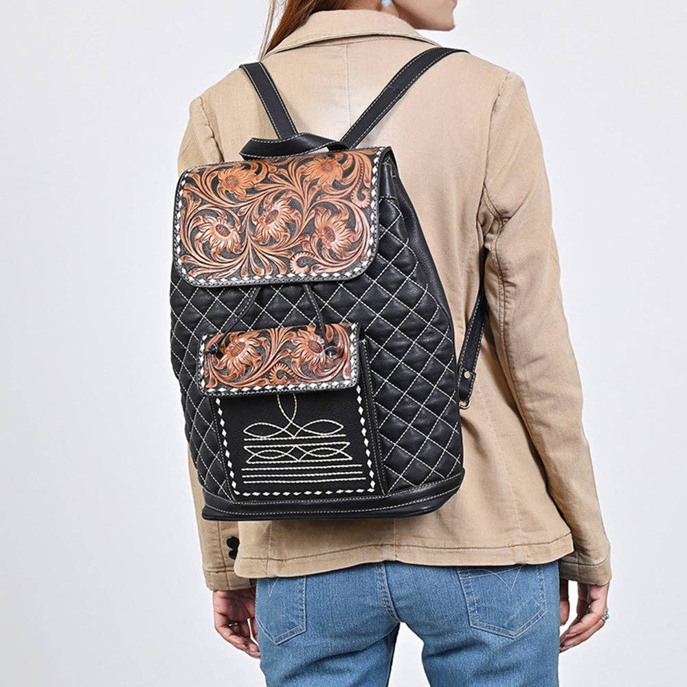 Backpack Hand Tooled Genuine Leather women bag western Bag: ADBGA731