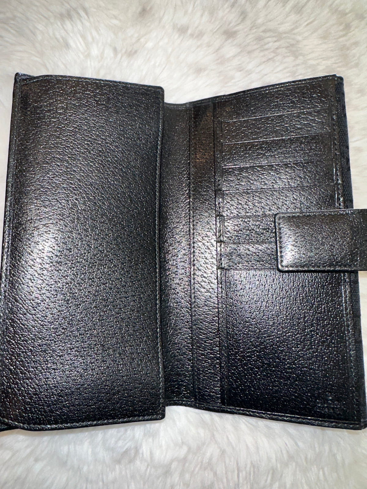 Pre-Loved Authentic Gucci Black GG Denim Continental Long Wallet