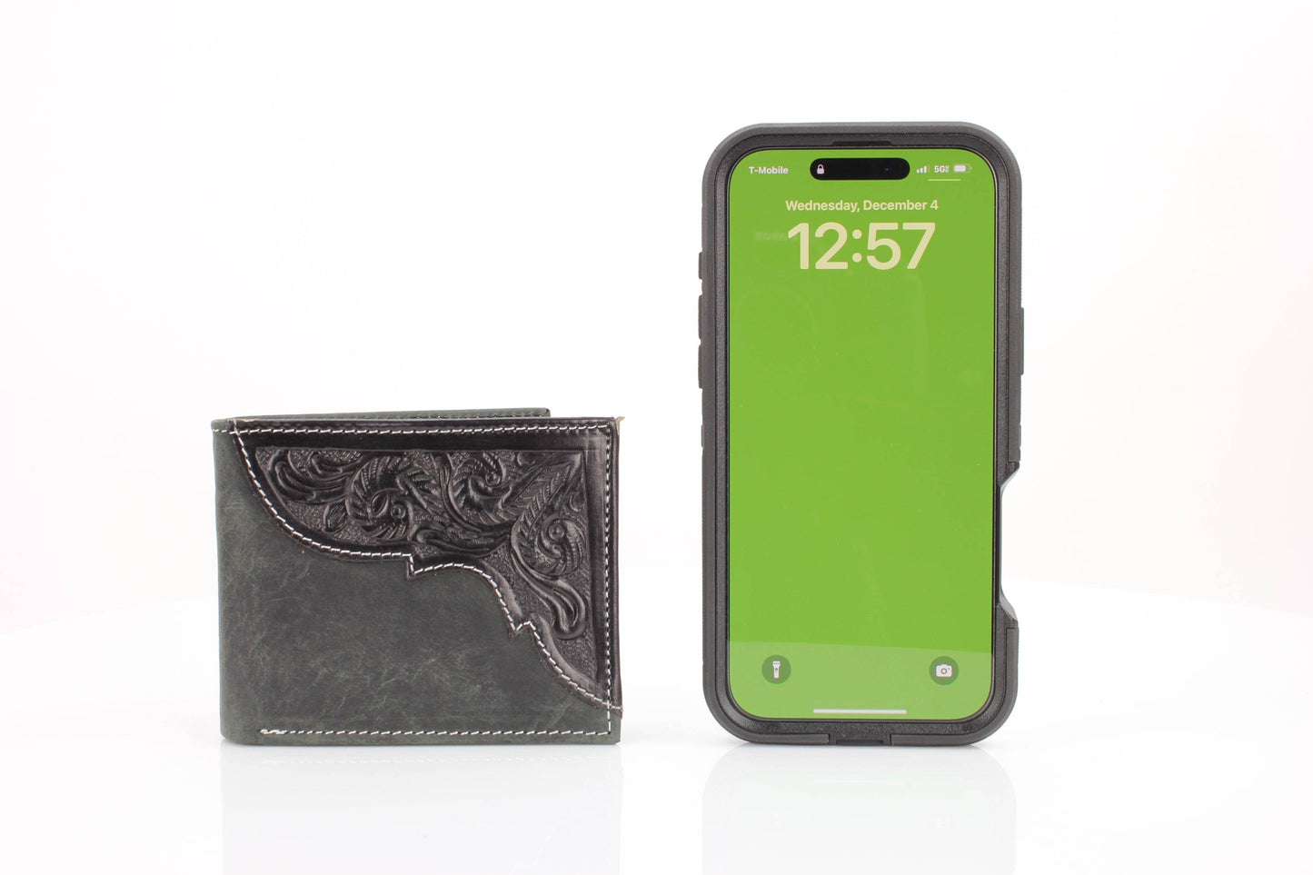American Bison Oil Pull Up Bifold Wallet Tooled