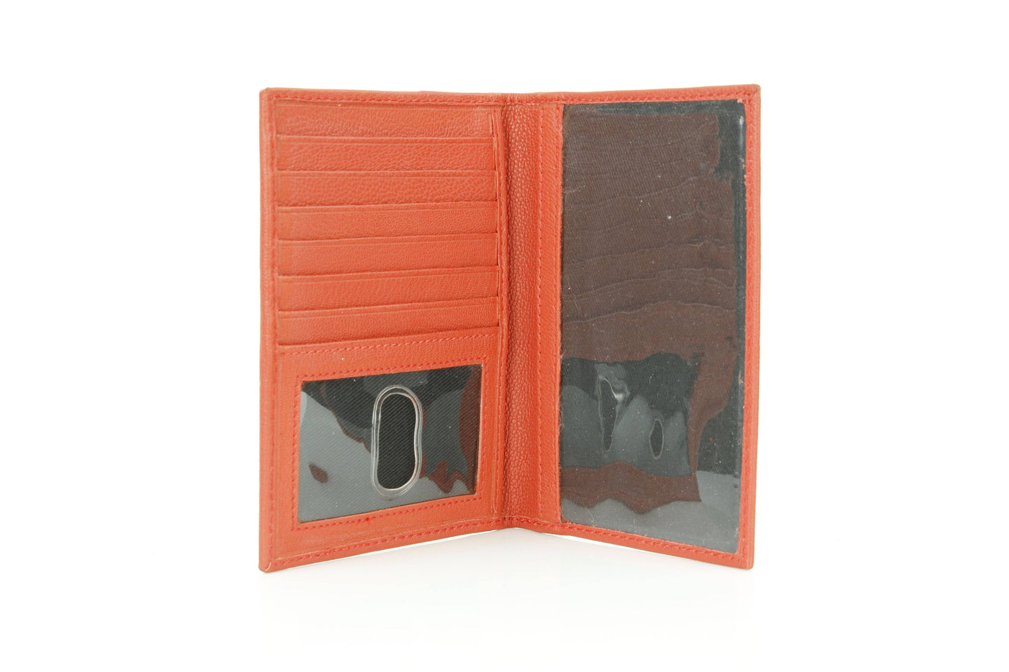 Leather Passport Holder with Card Slots: Black