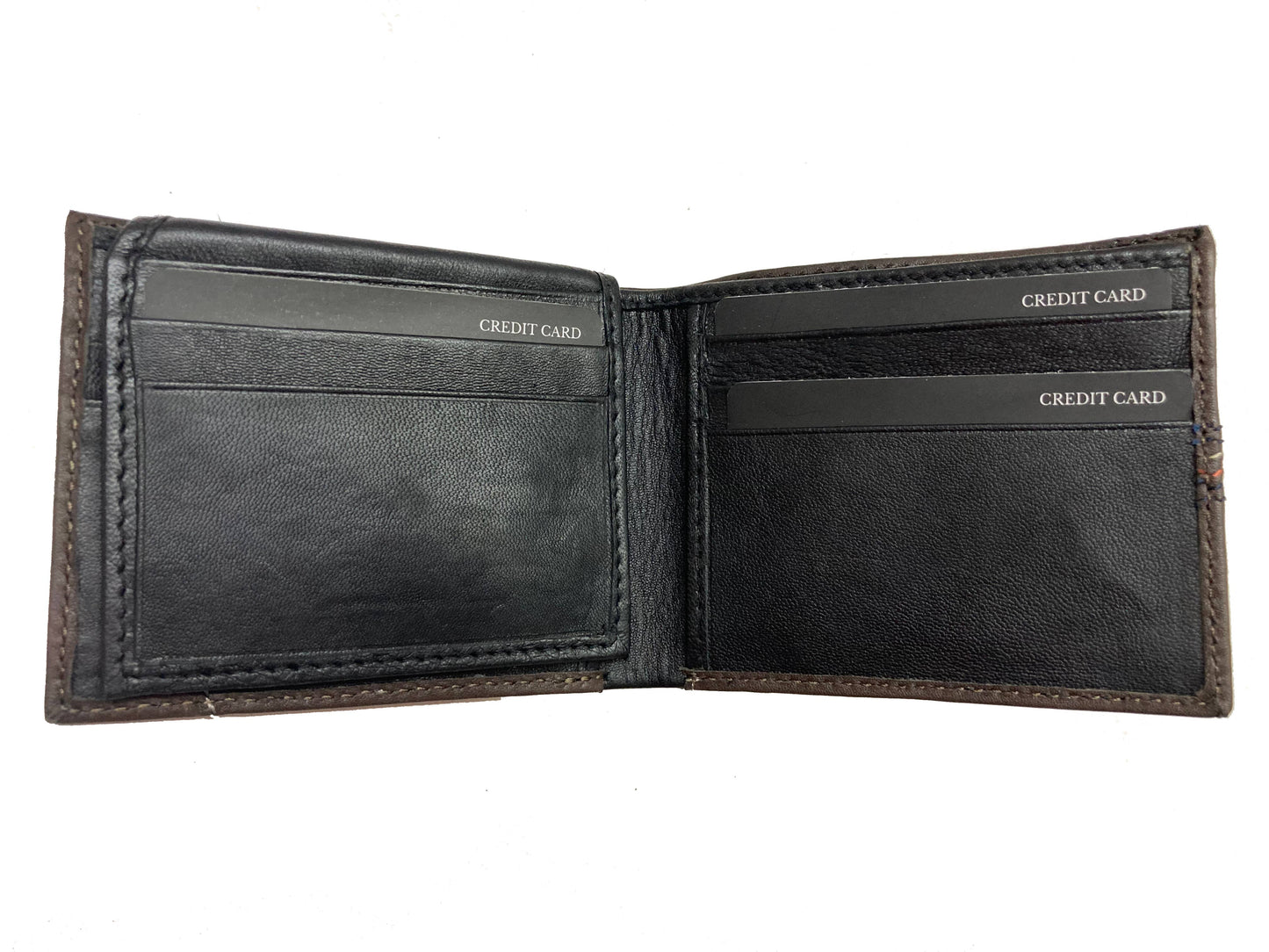 Contrast Stitch Bifold Wallet w/ Vanity Tray & Keychain
