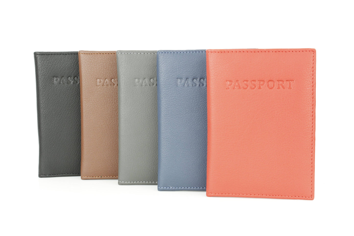 Leather Passport Holder with Card Slots: Black