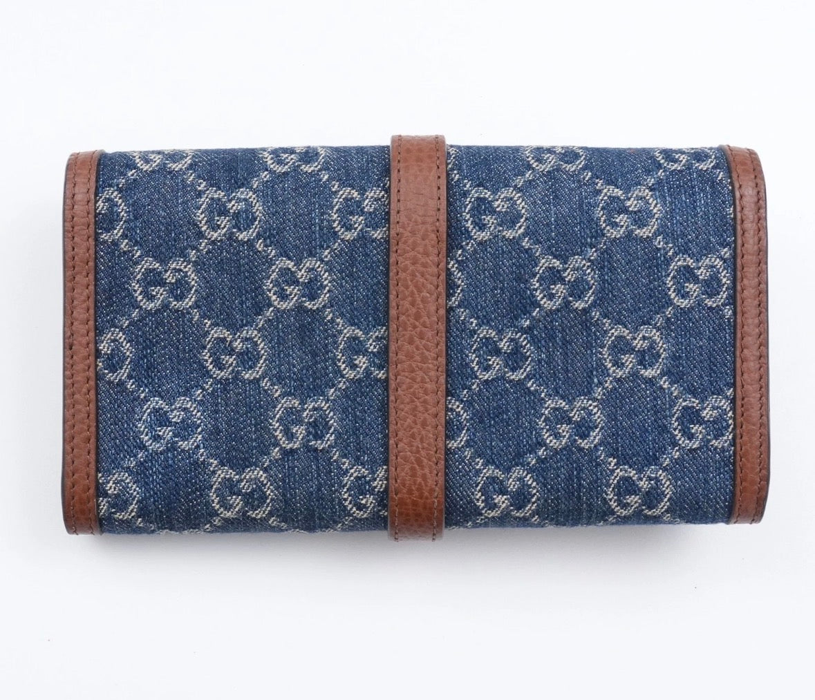 GUCCI Jackie 1961 GG Monogram Blue Denim Wallet - authentic preloved