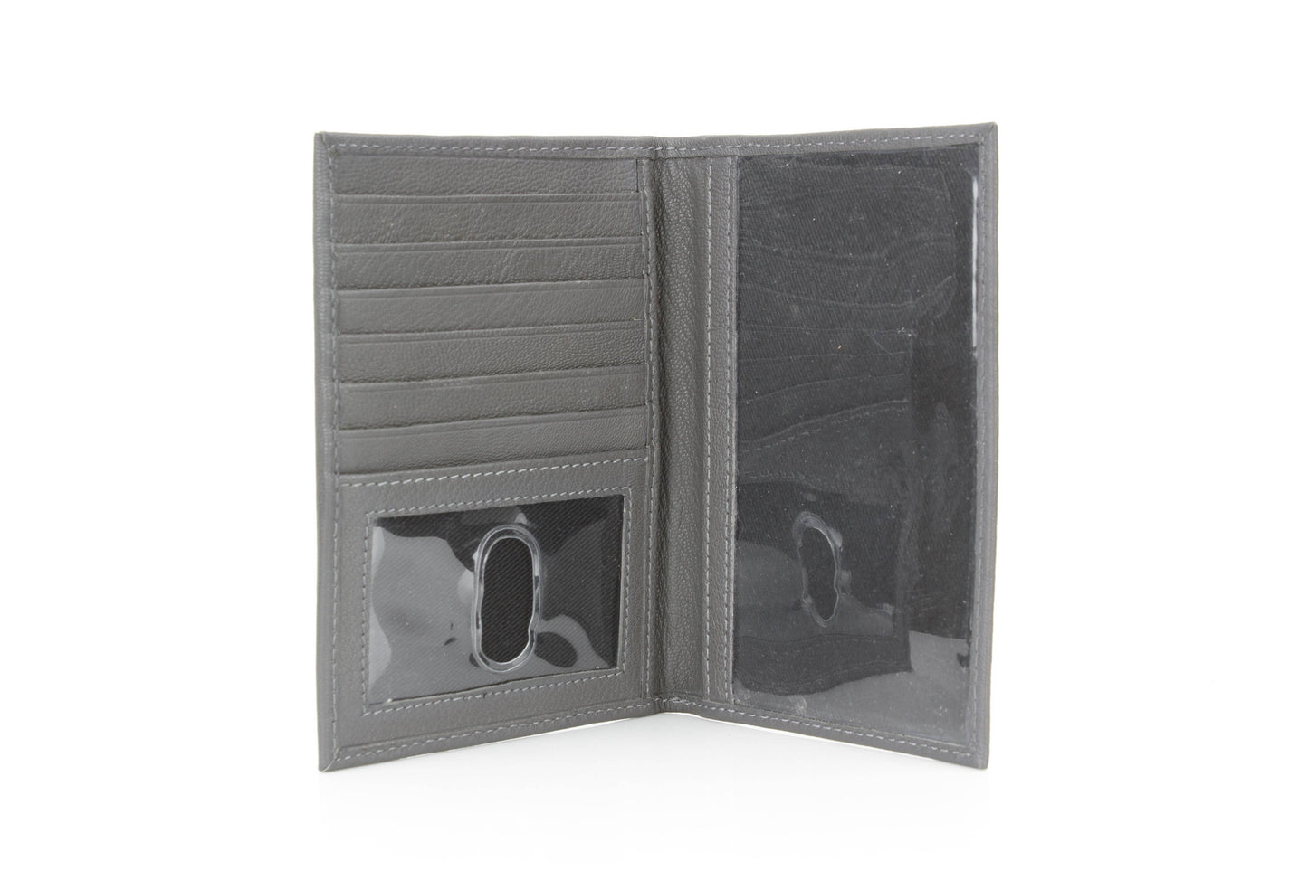 Leather Passport Holder with Card Slots: Black