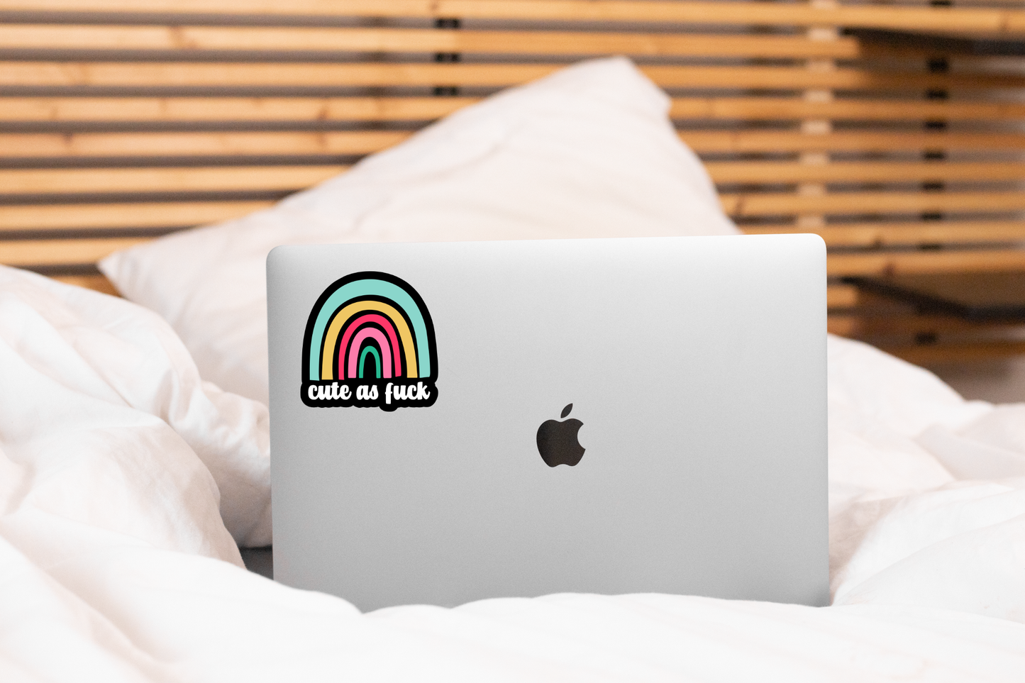 Cute as Fuck Sticker- rainbow, funny, swear, bold, self love