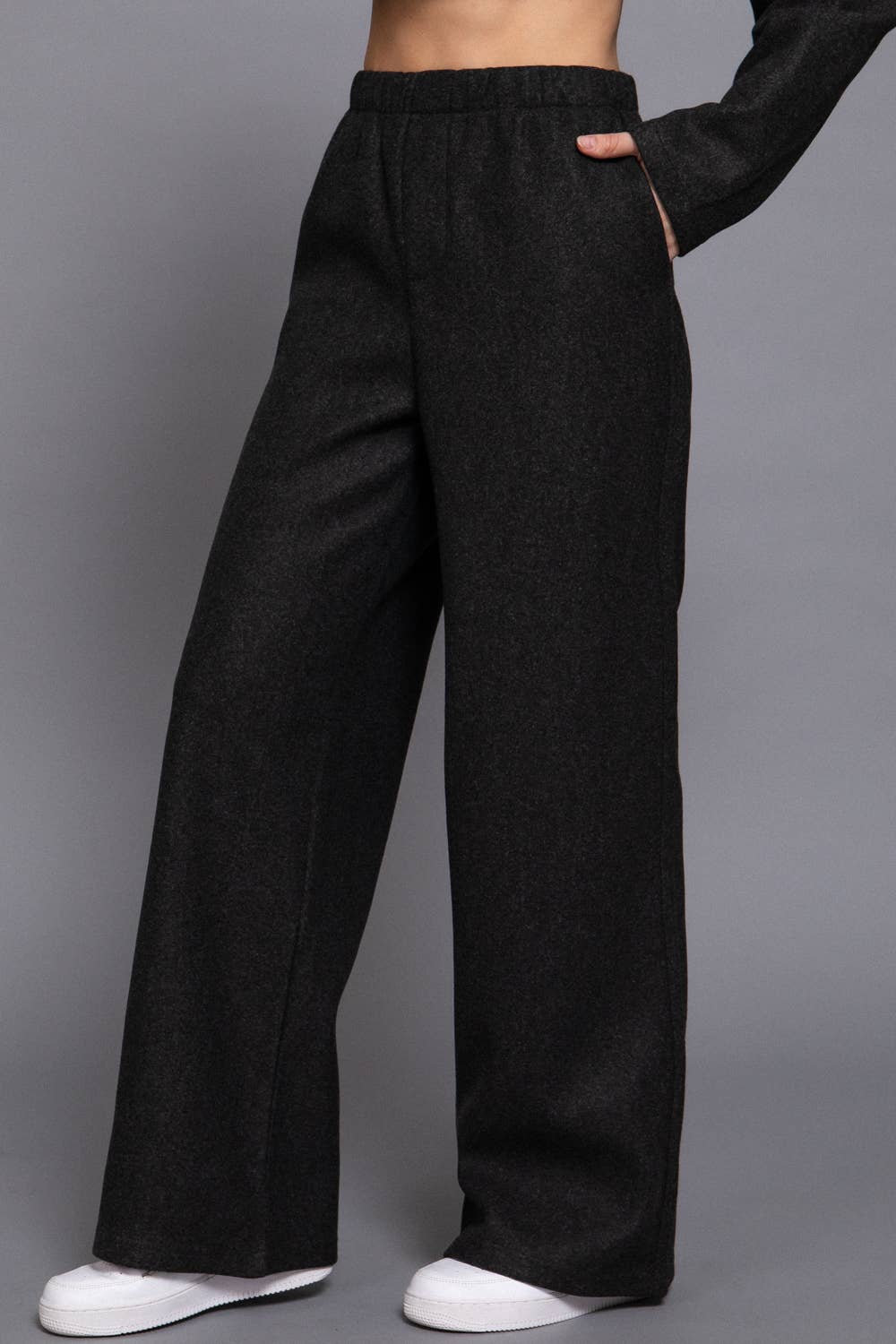 Soft Felt Pants: Waist Elastic with Side Pocket