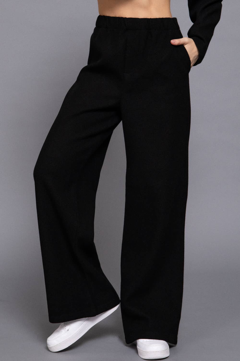 Soft Felt Pants: Waist Elastic with Side Pocket