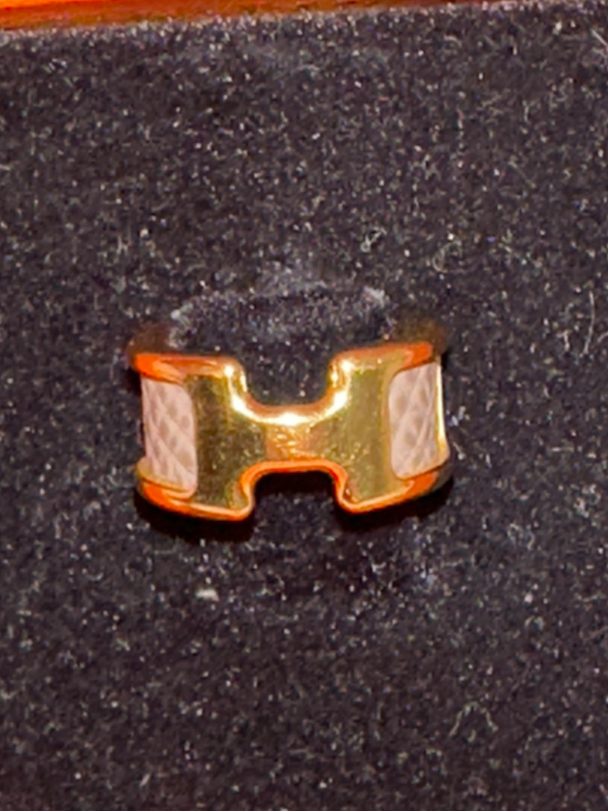 Authentic Pre-Owned Hermès Gold-Plated Ear Cuff with Étoupe Leather Accent