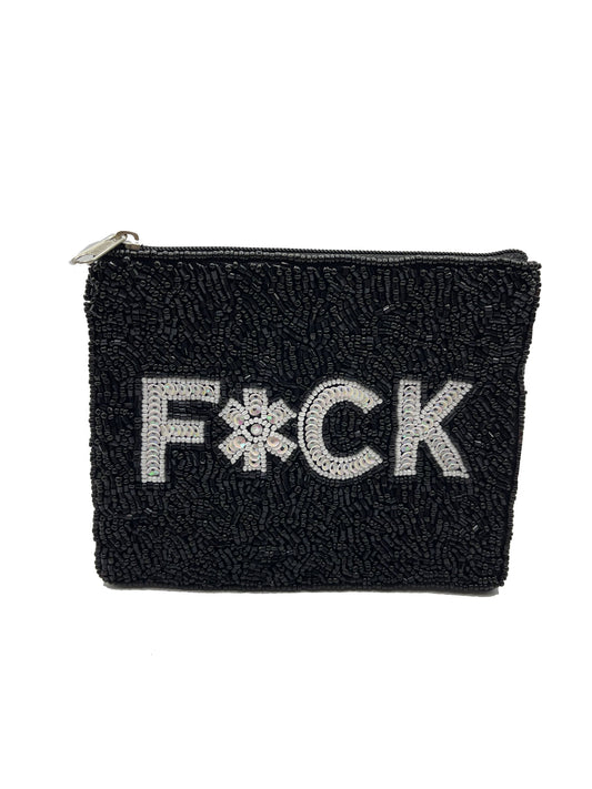 F*CK BEADED COIN POUCH