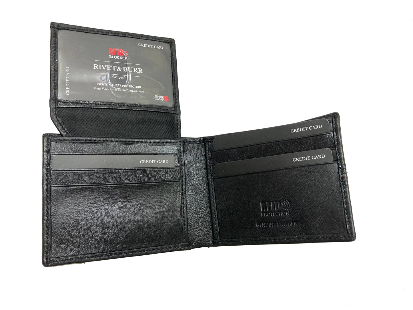 Contrast Stitch Bifold Wallet w/ Vanity Tray & Keychain