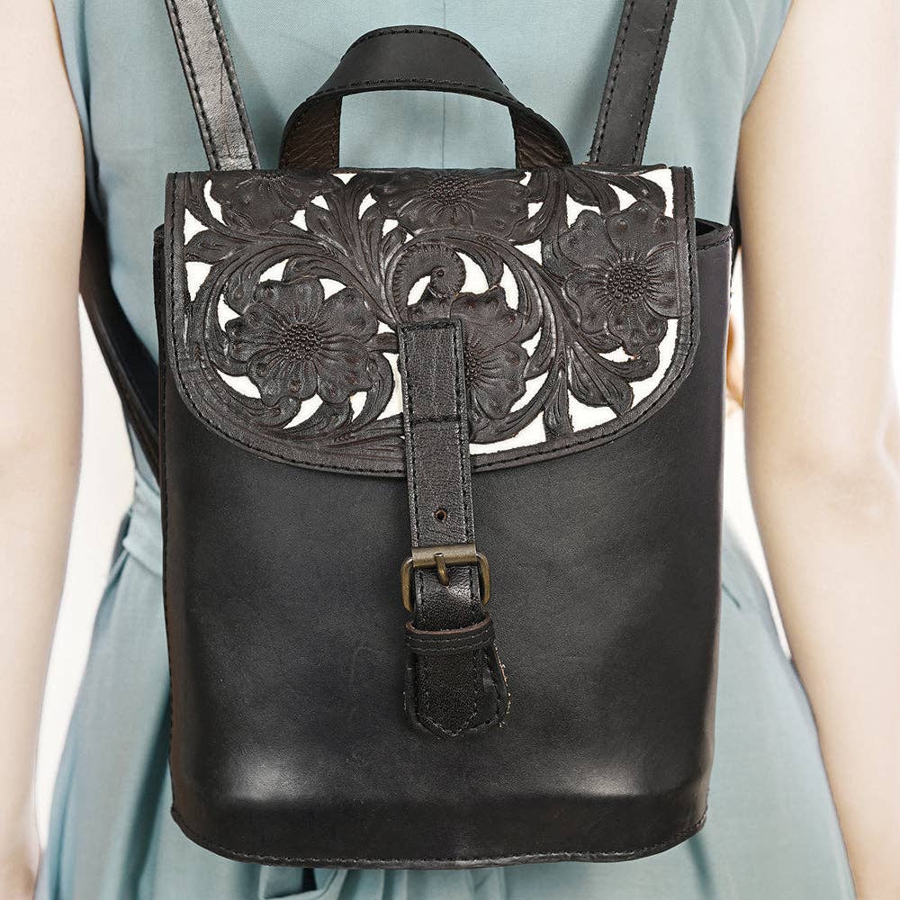 Backpack Genuine Leather hand tooled backpack