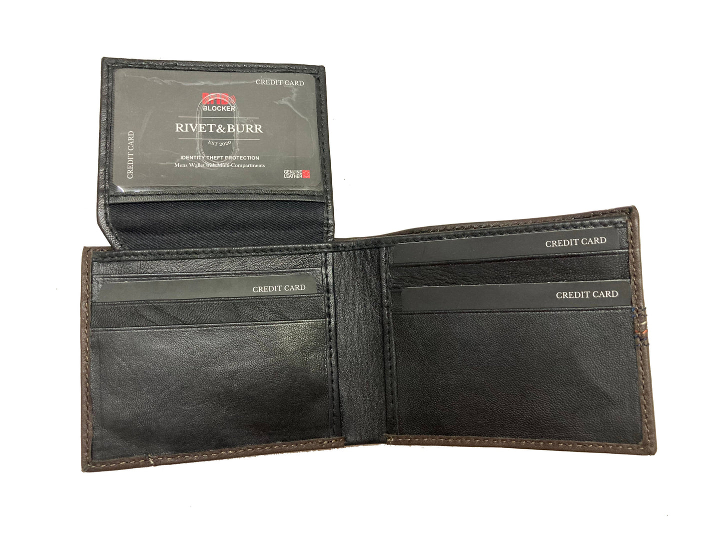 Contrast Stitch Bifold Wallet w/ Vanity Tray & Keychain