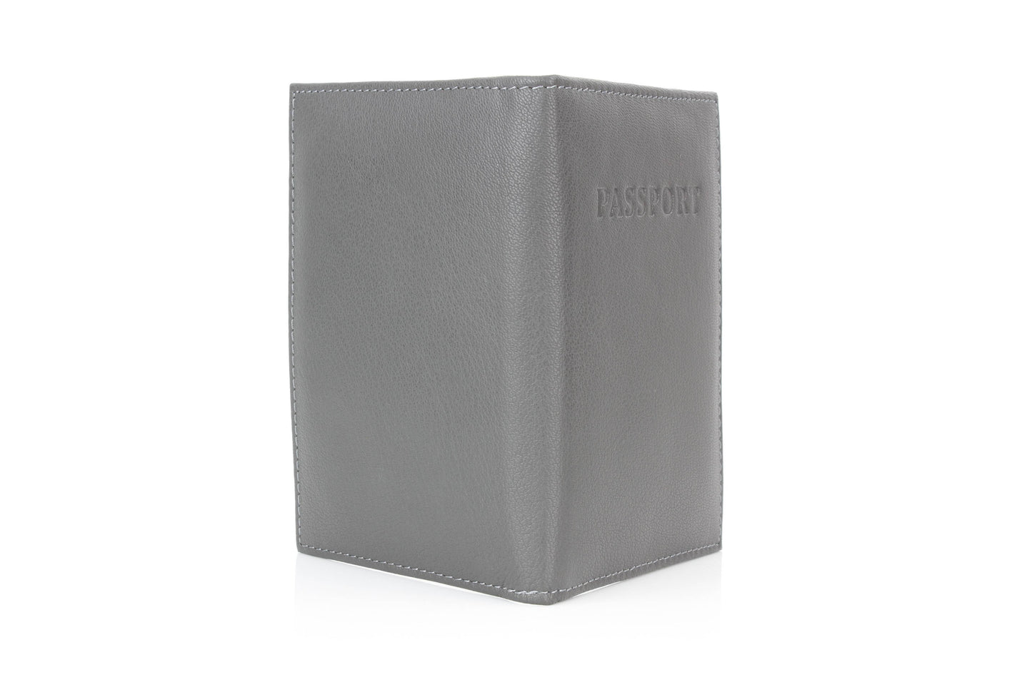 Leather Passport Holder with Card Slots: Black