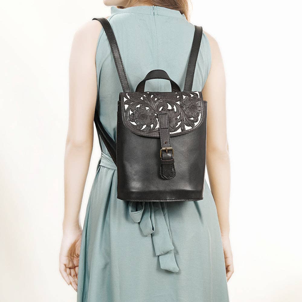Backpack Genuine Leather hand tooled backpack