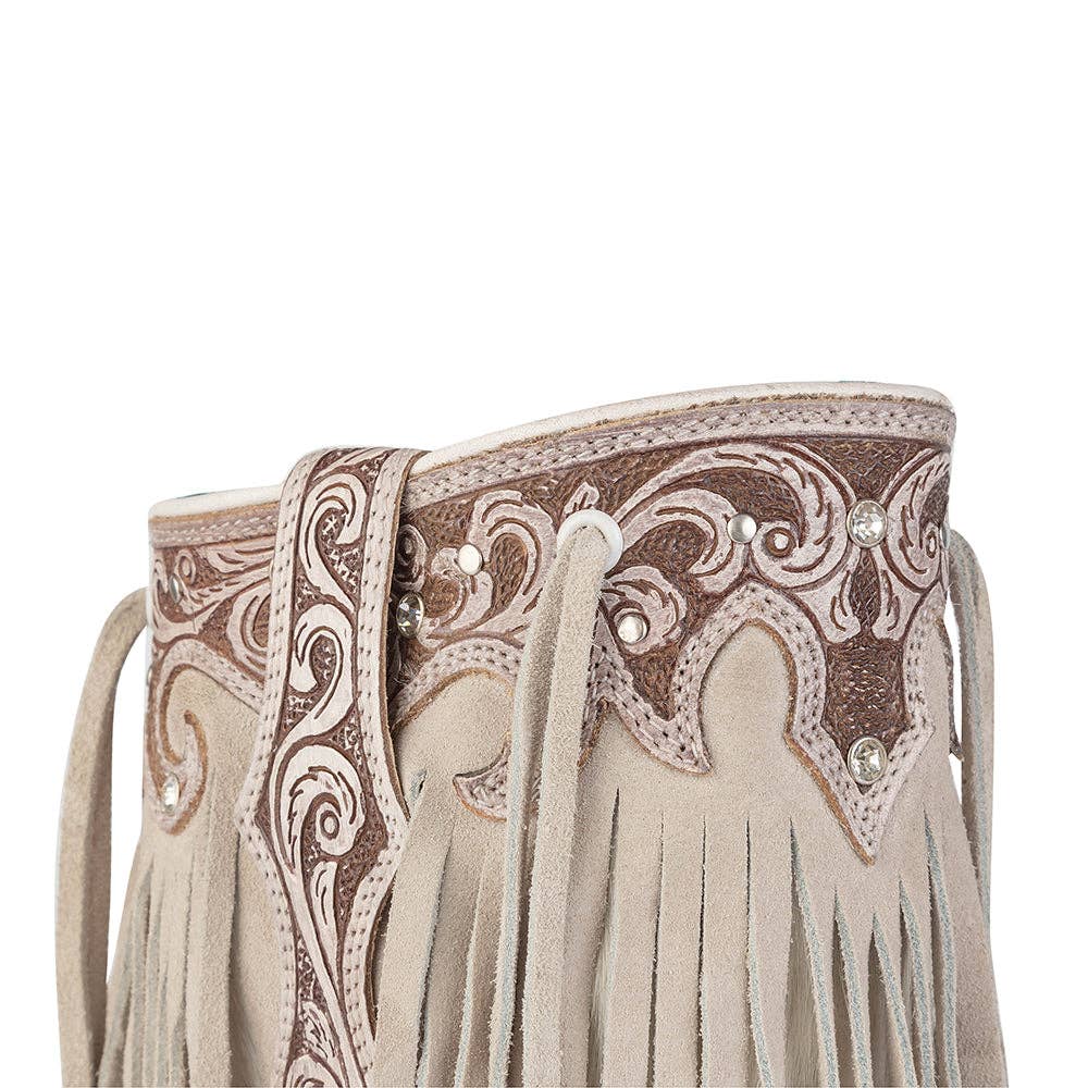 Hannah Canyon Fringed Hand-tooled Boots: Brown