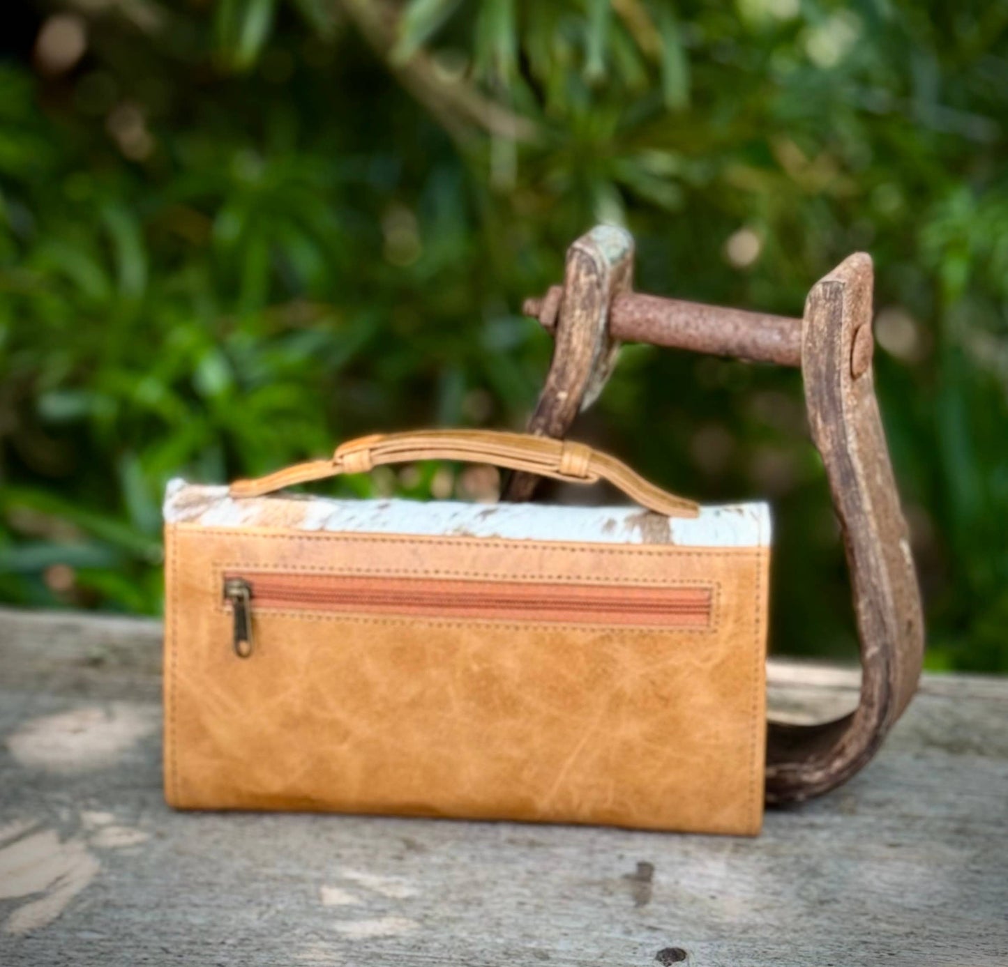 Upcycled LV Cowhide Leather Wallet Clutch Card Holder 