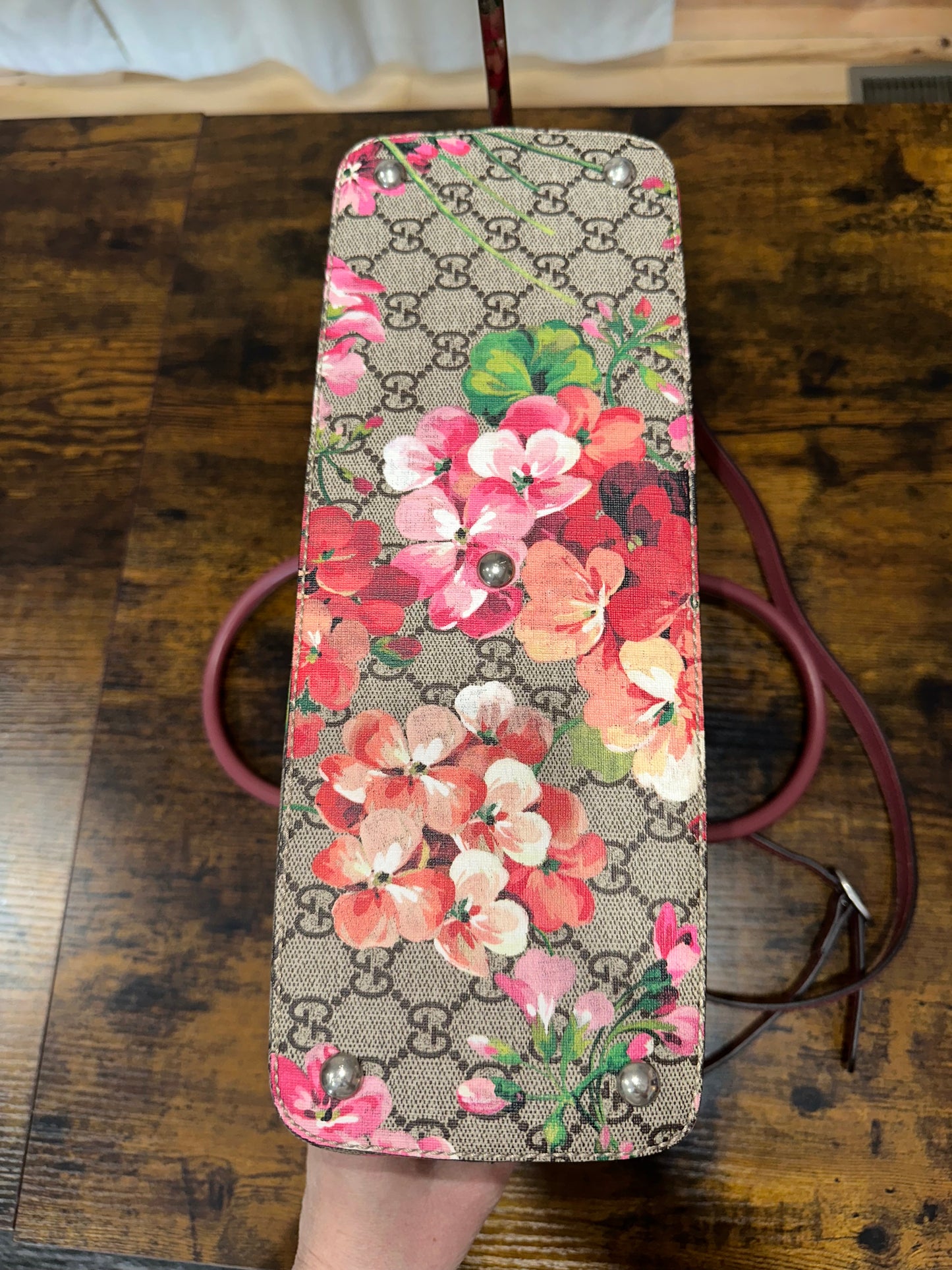 JT017 Pre-owned Gucci GG Blooms Floral Small Tote / Convertible Crossbody