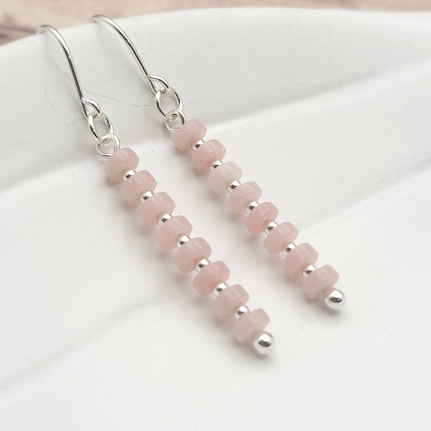 Pink Opal & Sterling Silver Dangle Earring