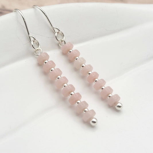 Pink Opal & Sterling Silver Dangle Earring