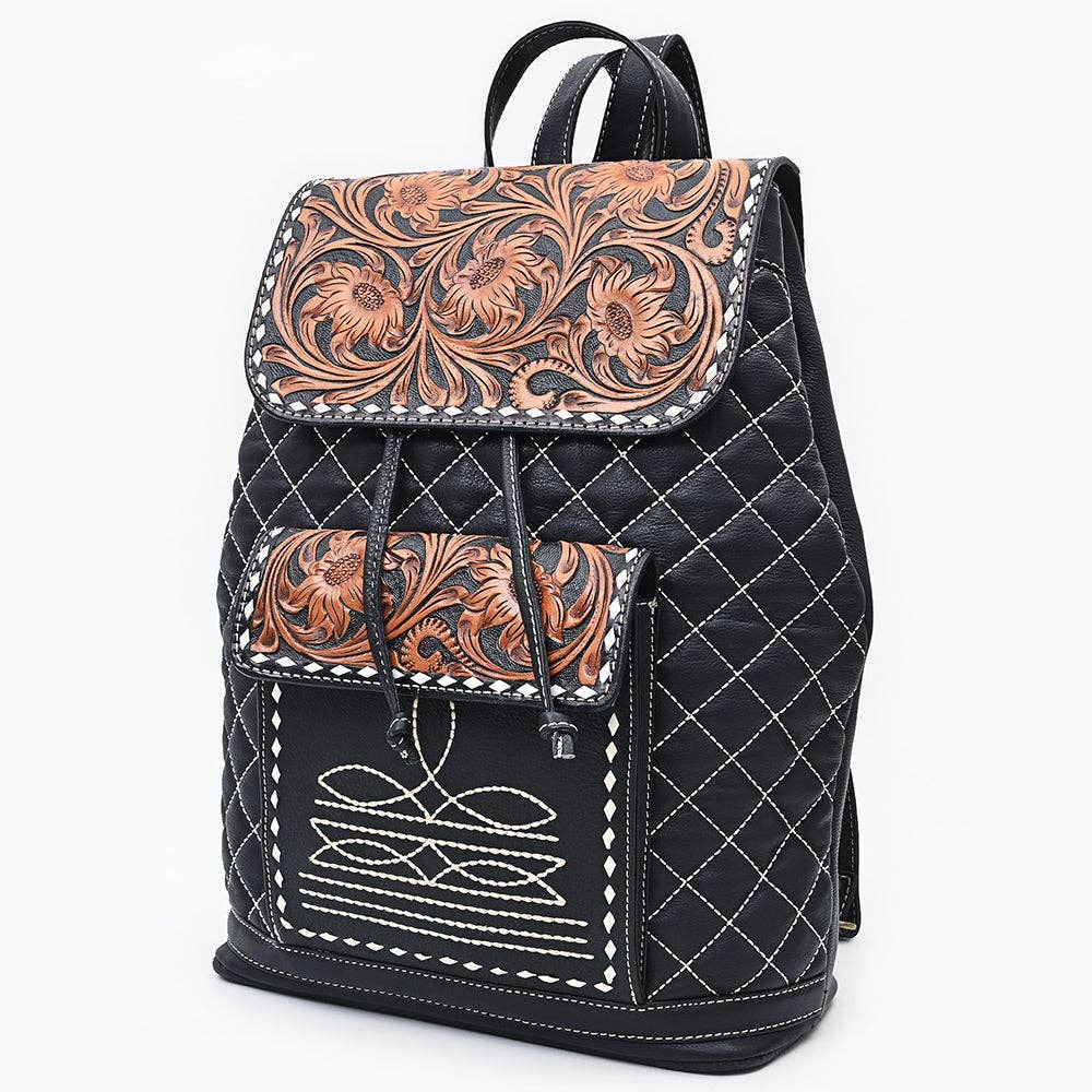 Backpack Hand Tooled Genuine Leather women bag western Bag: ADBGA731