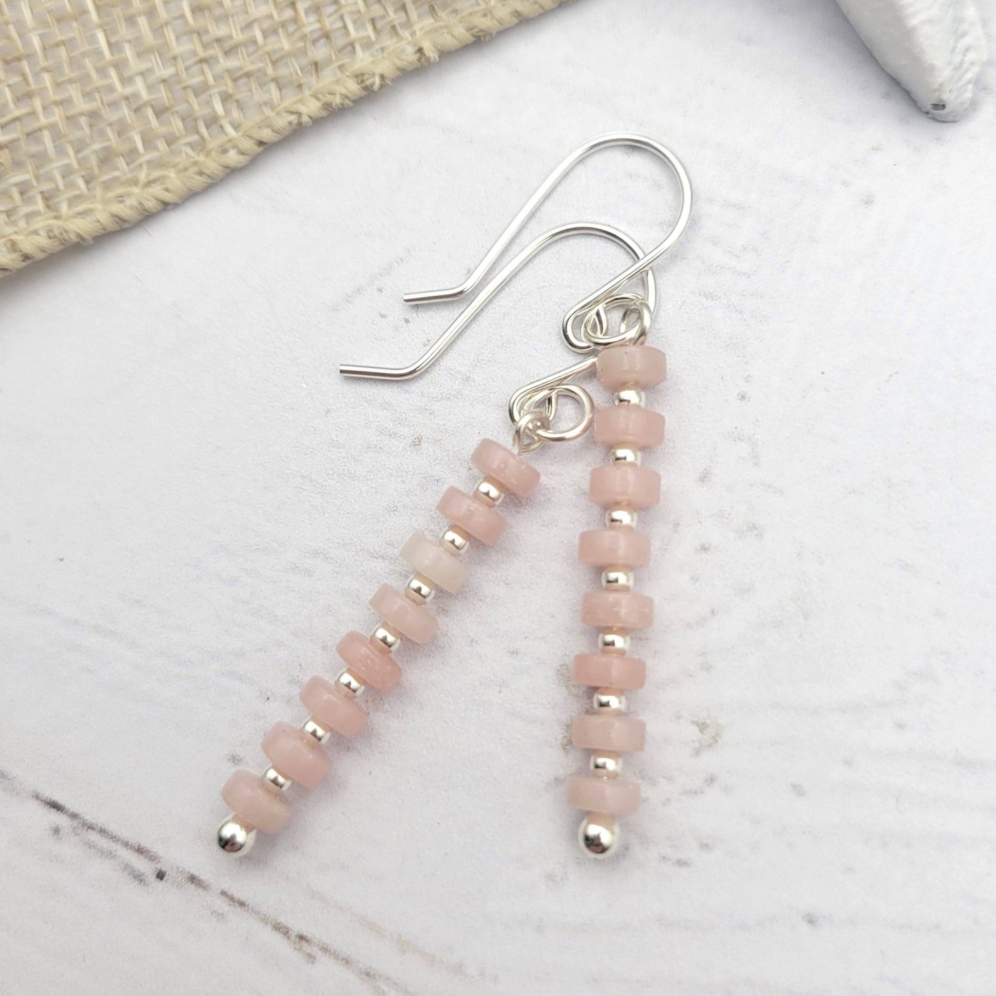 Pink Opal & Sterling Silver Dangle Earring