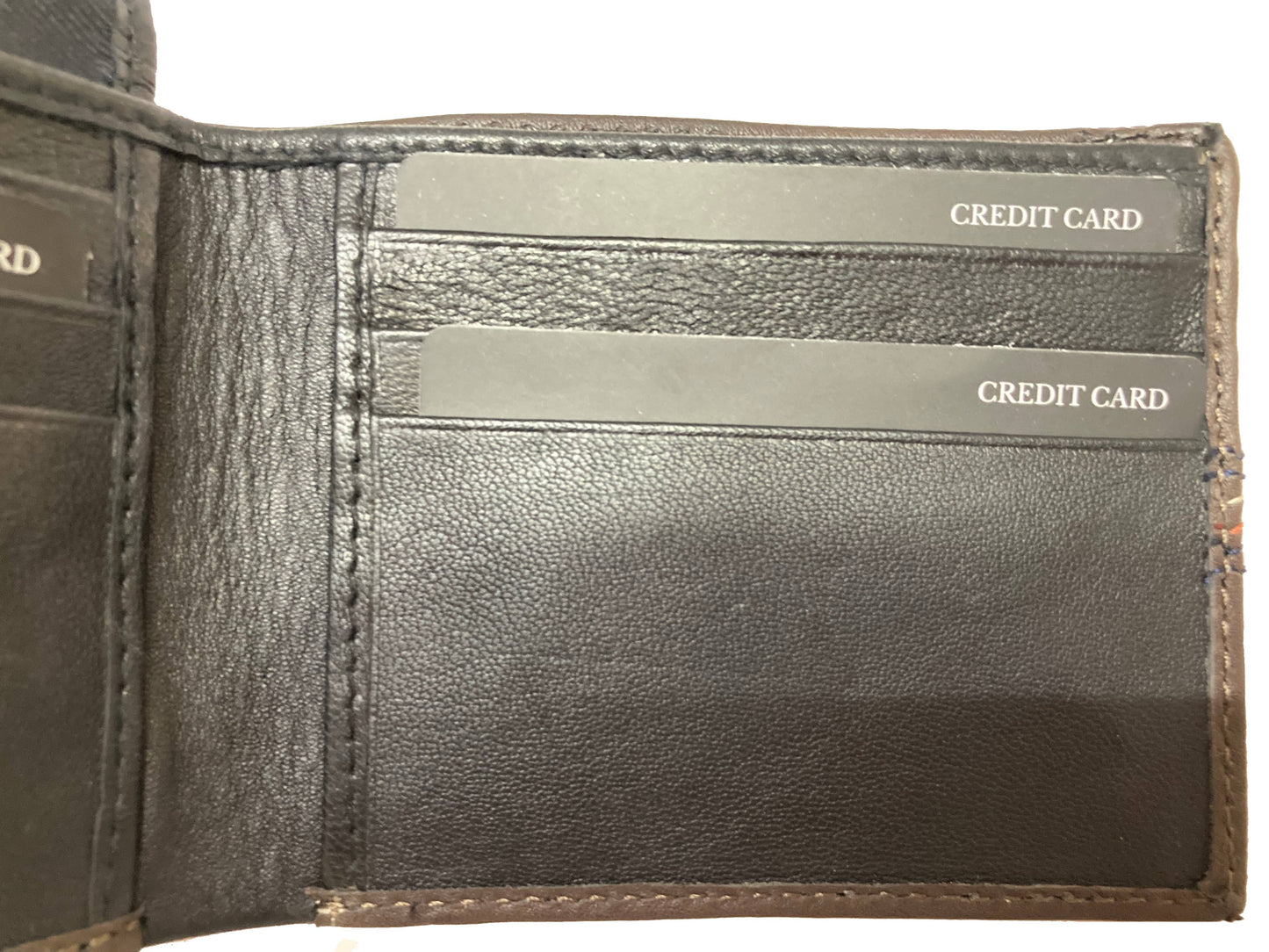 Contrast Stitch Bifold Wallet w/ Vanity Tray & Keychain
