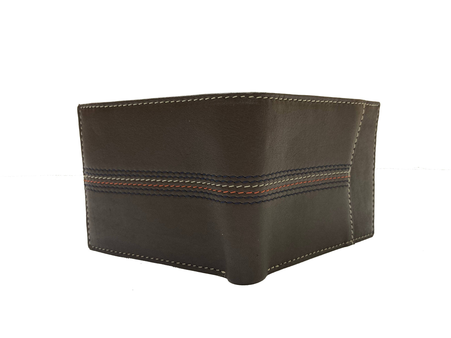 Contrast Stitch Bifold Wallet w/ Vanity Tray & Keychain