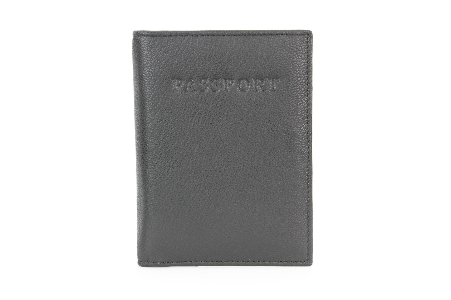 Leather Passport Holder with Card Slots: Black