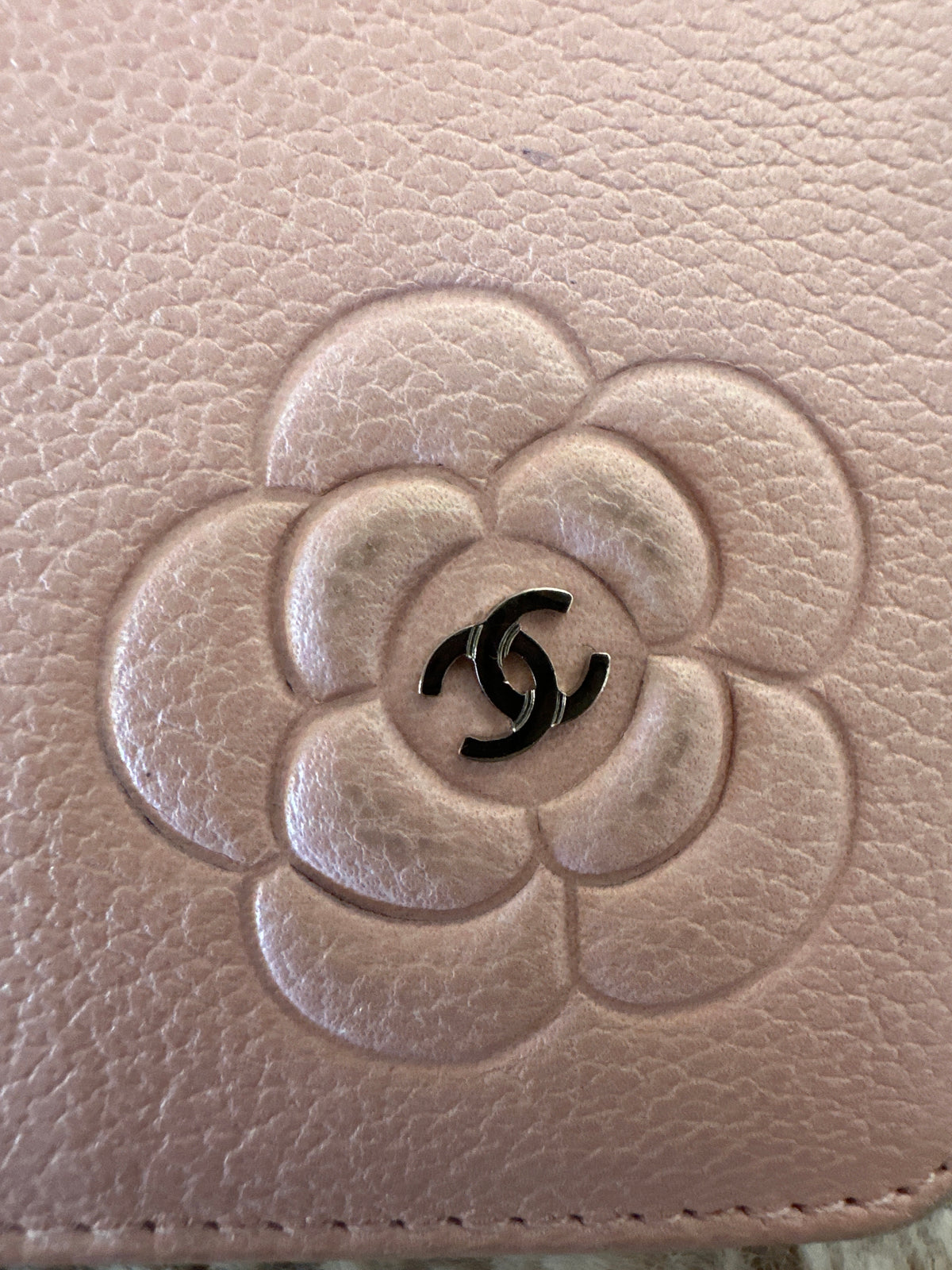 Pre-Loved Authentic Chanel Camellia Pink Leather Bifold Long Wallet