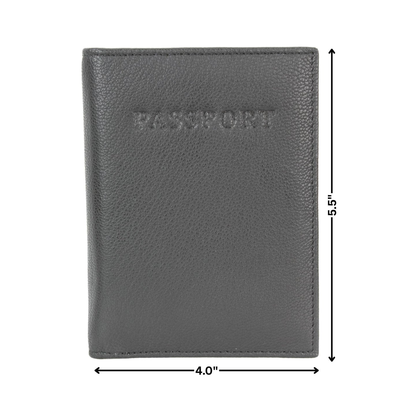 Leather Passport Holder with Card Slots: Black