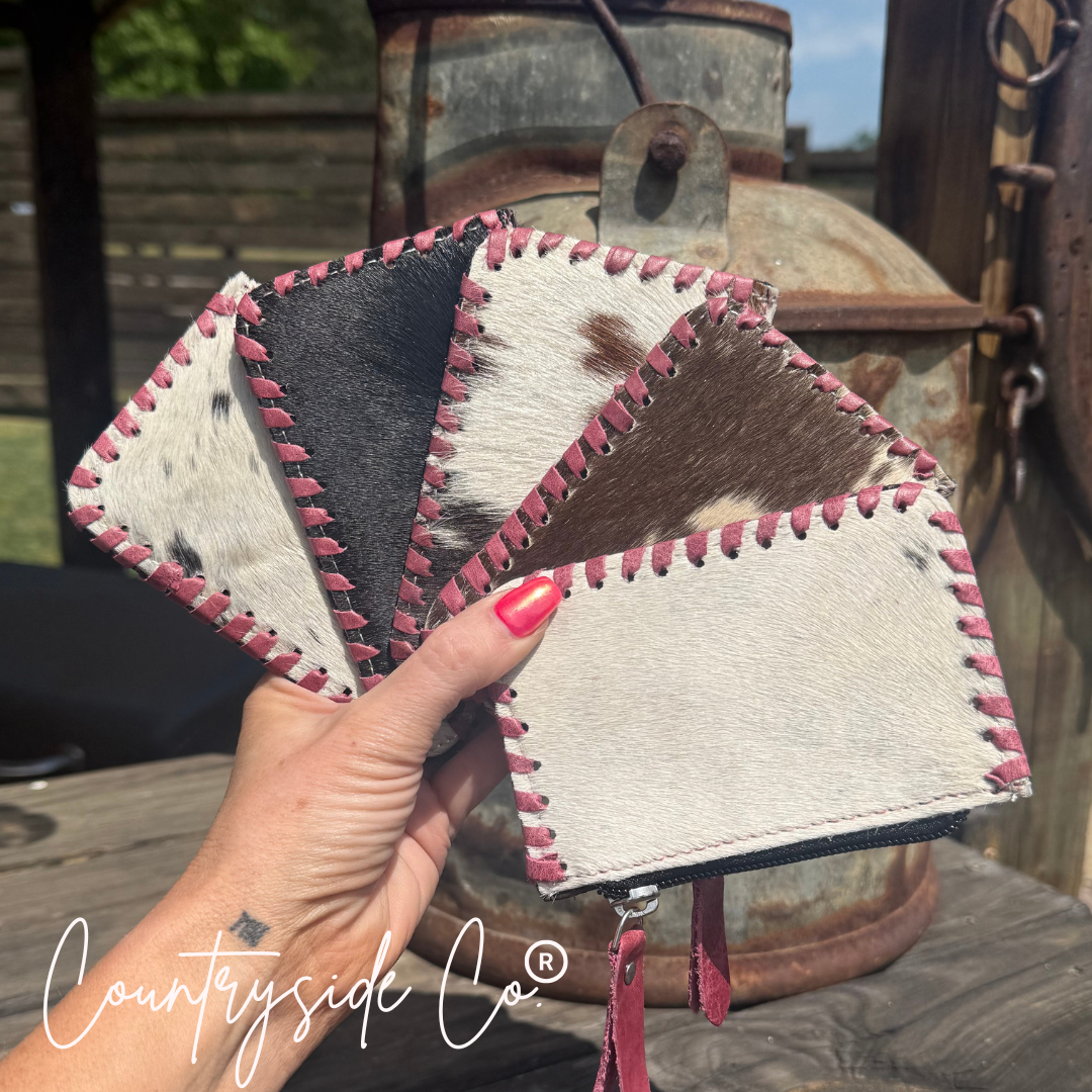 Tooled Leather Pouch, Bag Organizer Pink