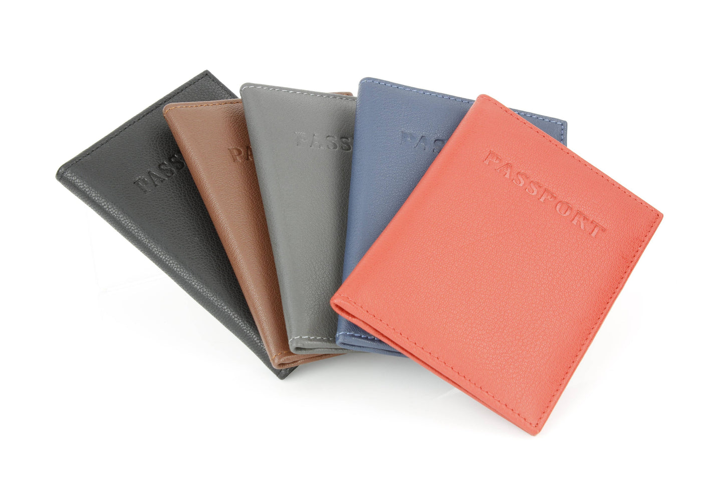 Leather Passport Holder with Card Slots: Black