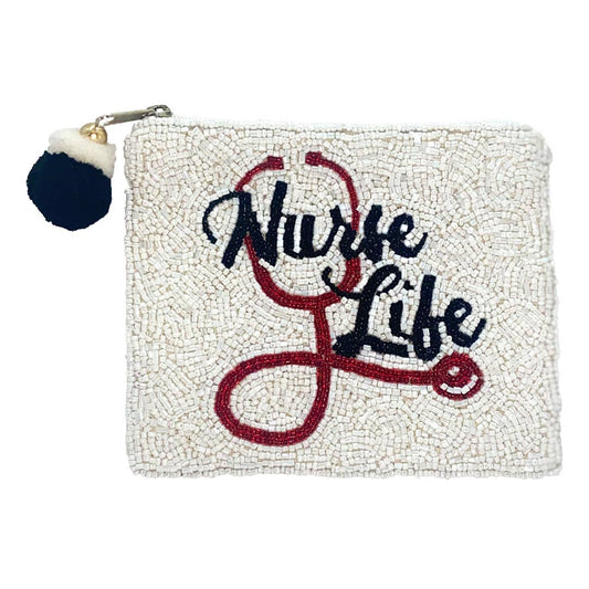 NURSE LIFE BEADED COIN POUCH
