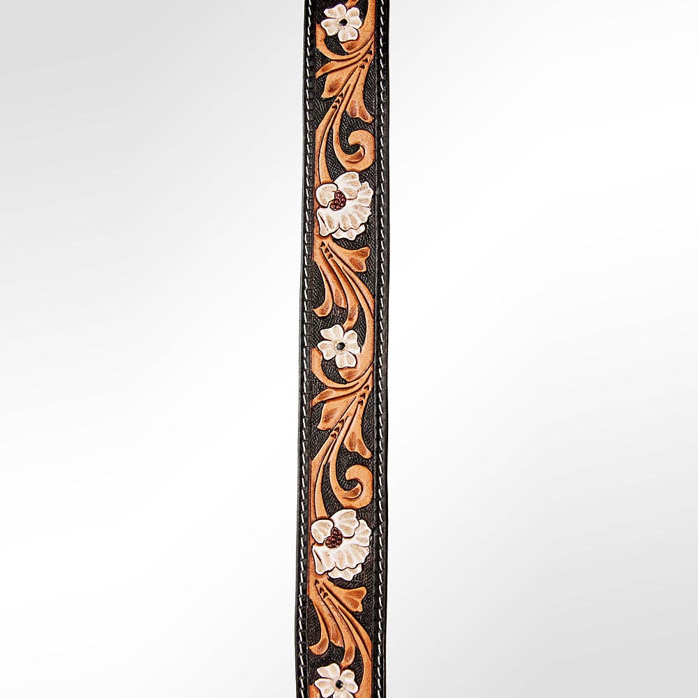 American Darling Genuine Leather Crossbody Floral Hand Tooled Handle Strap For Bag