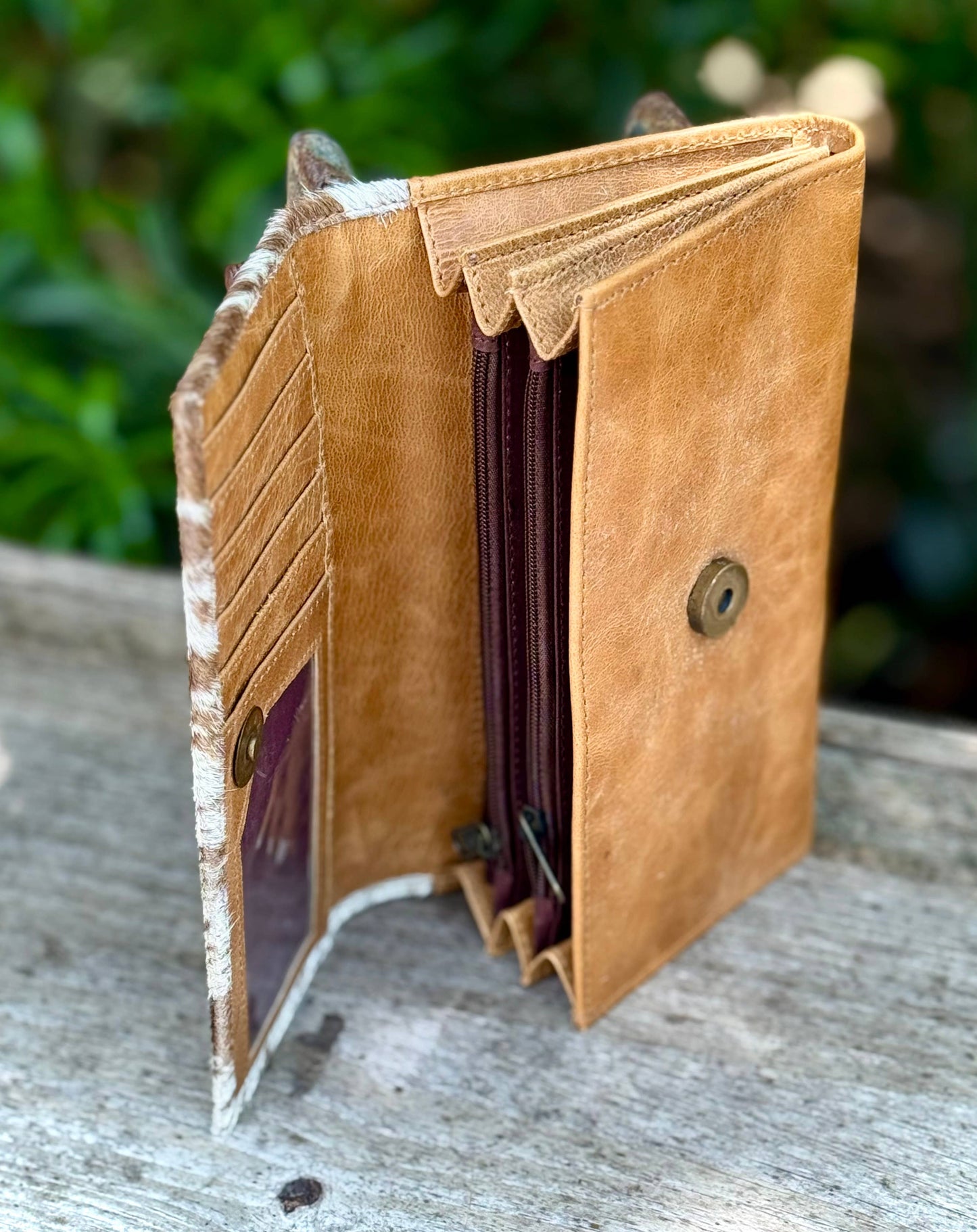 Upcycled LV Cowhide Leather Wallet Clutch Card Holder 