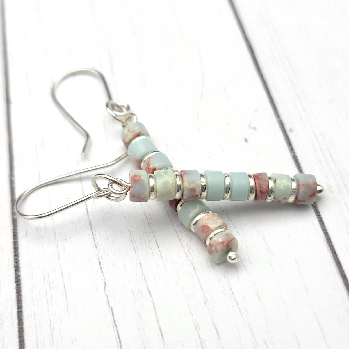 Light Blue Aqua Terra Jasper Dangle Earrings