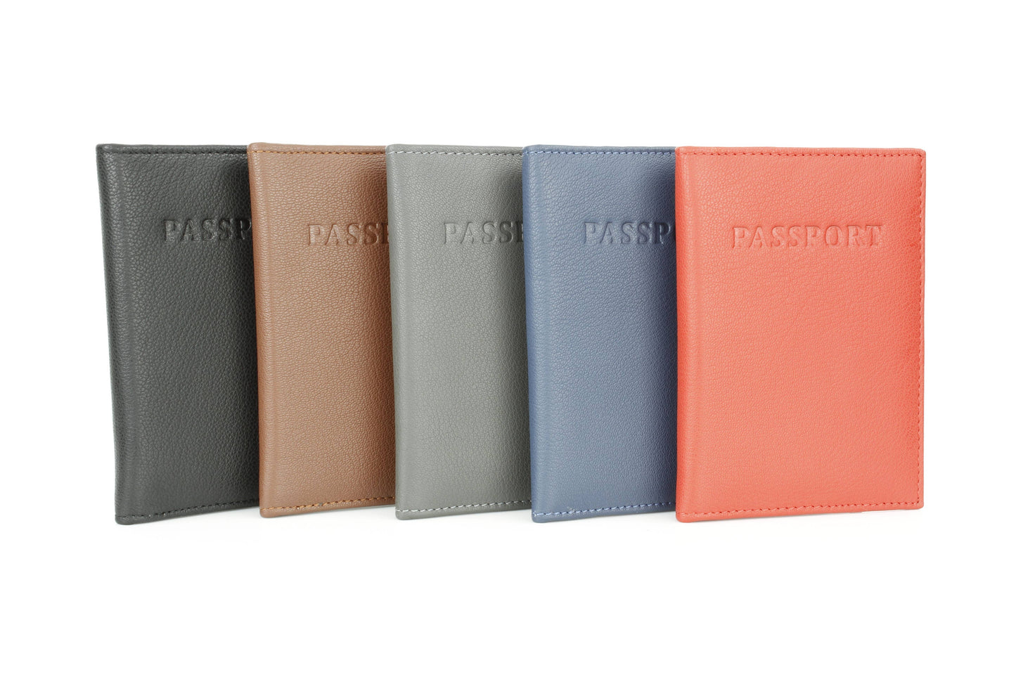 Leather Passport Holder with Card Slots: Black