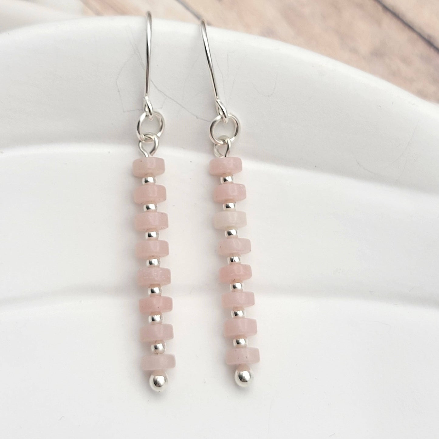 Pink Opal & Sterling Silver Dangle Earring
