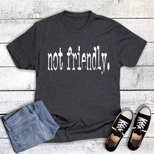 Funny Not Friendly Graphic Tee: Charcoal Short Sleeve