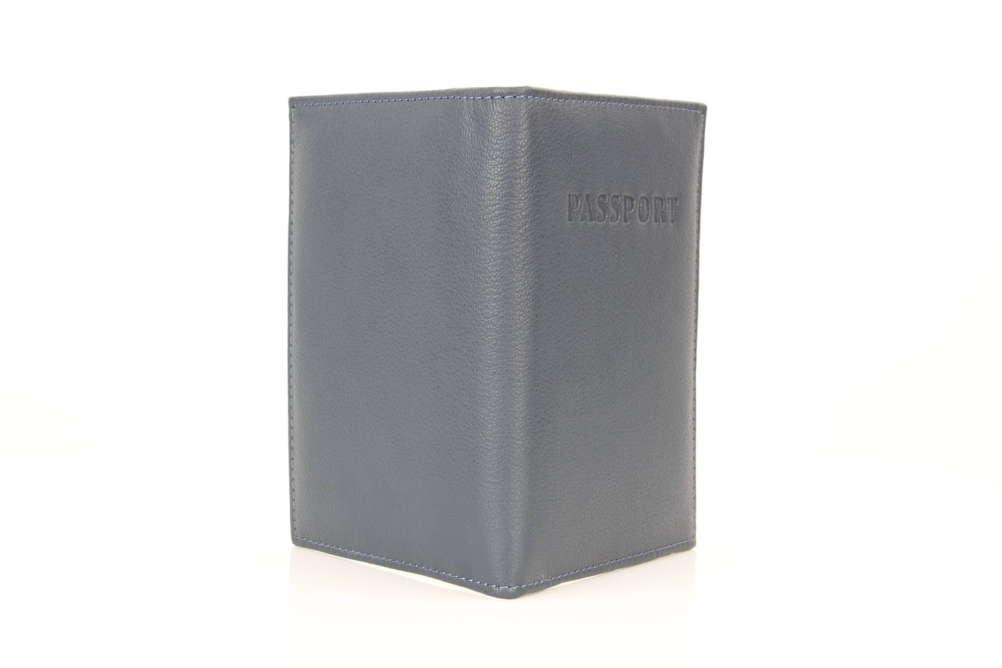 Leather Passport Holder with Card Slots: Black
