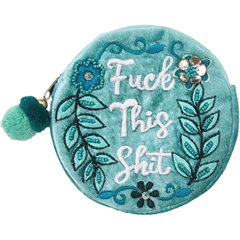 F*CK THIS SHIT VELVET BEADED POUCH