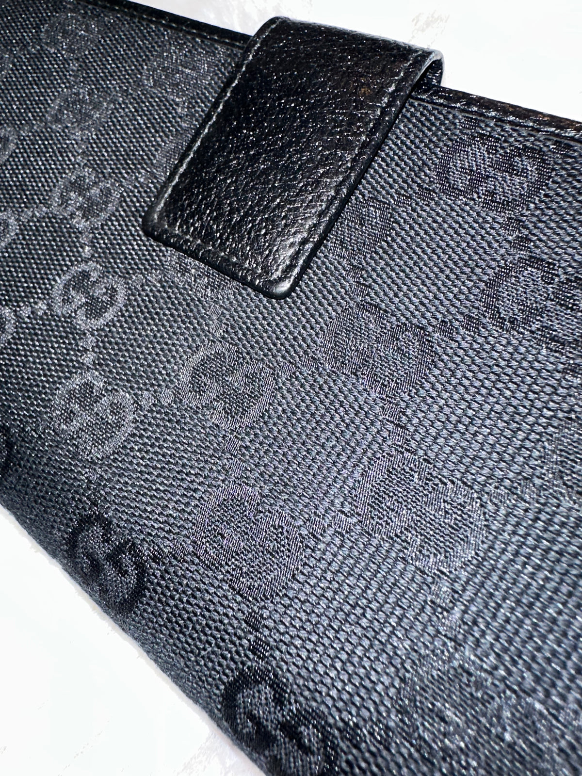 Pre-Loved Authentic Gucci Black GG Denim Continental Long Wallet