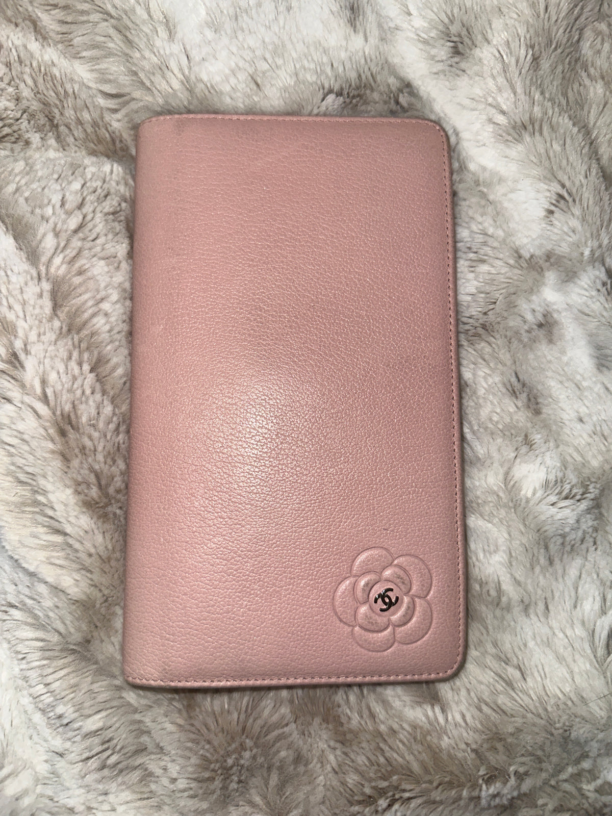 Pre-Loved Authentic Chanel Camellia Pink Leather Bifold Long Wallet