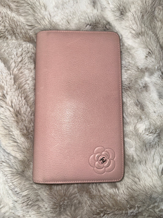 Pre-Loved Authentic Chanel Camellia Pink Leather Bifold Long Wallet
